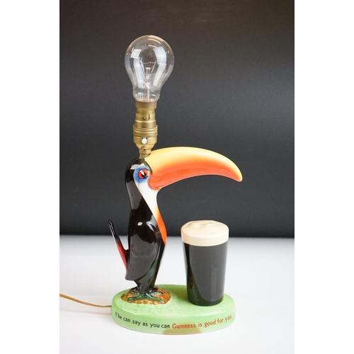 1 - Advertising - Carlton Ware Guinness toucan ceramic table lamp with original shade, mottos read 'How ... 