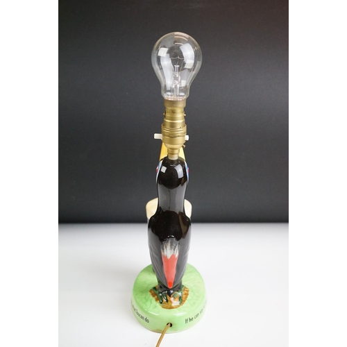 1 - Advertising - Carlton Ware Guinness toucan ceramic table lamp with original shade, mottos read 'How ... 