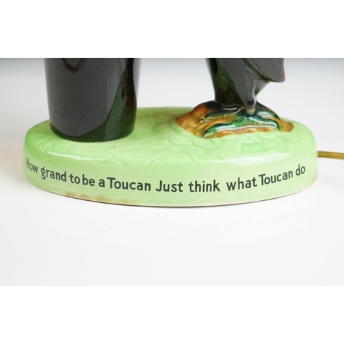 1 - Advertising - Carlton Ware Guinness toucan ceramic table lamp with original shade, mottos read 'How ... 