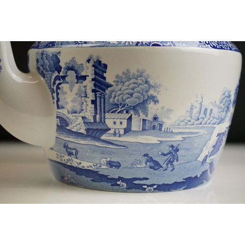 10 - Large Spode Blue & White Italian pattern ceramic kettle & cover, 31cm high