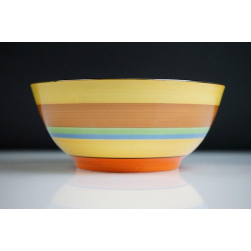 12 - Clarice Cliff for Newport Pottery Bowl in the Liberty Stripe pattern, with stripes of red, orange, y... 