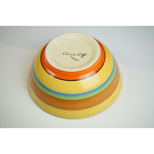 12 - Clarice Cliff for Newport Pottery Bowl in the Liberty Stripe pattern, with stripes of red, orange, y... 