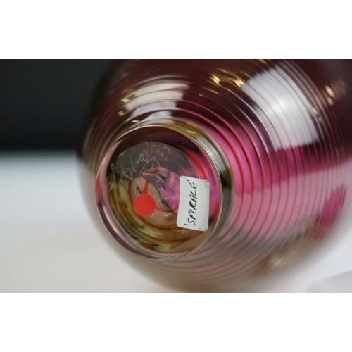 2 - Bob Crooks - Spirale Encalmo studio glass decanter & stopper in ruby & smoky grey, the decanter of f... 