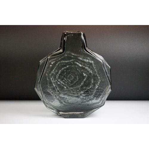 4 - Whitefriars Willow Banjo Vase, from Geoffrey Baxter's textured glass range, pattern 9681, 31.5cm hig... 