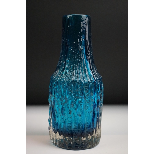 8 - Whitefriars Bottle Vase in Kingfisher Blue, pattern no. 9730, from Geoffrey Baxter's textured glass ... 