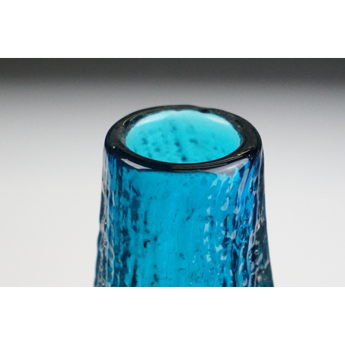 8 - Whitefriars Bottle Vase in Kingfisher Blue, pattern no. 9730, from Geoffrey Baxter's textured glass ... 