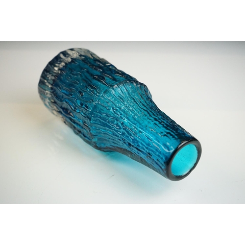 8 - Whitefriars Bottle Vase in Kingfisher Blue, pattern no. 9730, from Geoffrey Baxter's textured glass ... 