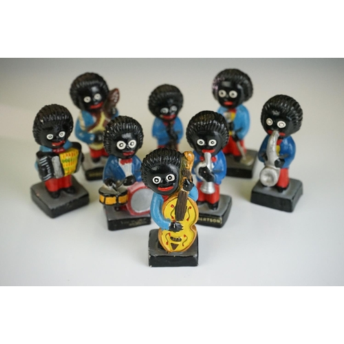 210 - Eight Robertson Golly Musician Band Plaster Figures