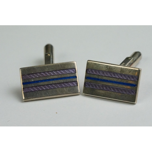 234 - Two pairs of contemporary fully hallmarked sterling silver cufflinks.