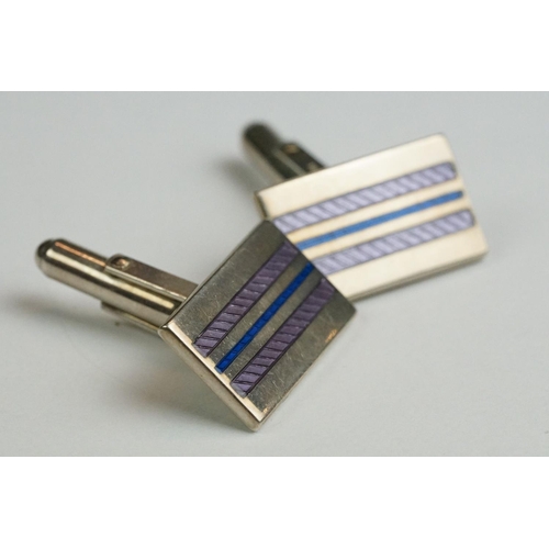 234 - Two pairs of contemporary fully hallmarked sterling silver cufflinks.