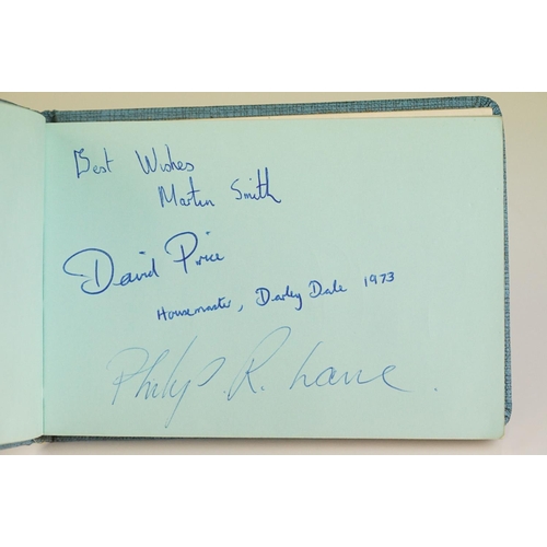 245 - A vintage autograph book with original 'Noggin the Nog' colour sketch signed by Peter Firmin along w... 