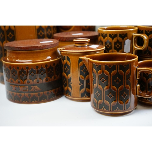 27 - Hornsea ' Heirloom ' pattern ceramics comprising a part coffee set (coffee pot & cover, 7 coffee cup... 