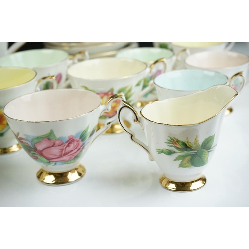 75 - Paragon ' Six World Famous Roses ' tea and coffee ware to include coffee pot & cover, 6 teacups, 8 s... 