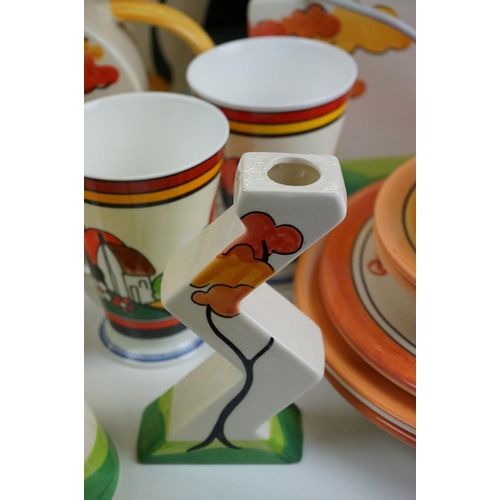 30 - Collection of Past Times Art Deco style ceramics, hand painted in the manner of Clarice Cliff, 20 pi... 