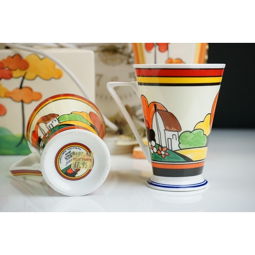 30 - Collection of Past Times Art Deco style ceramics, hand painted in the manner of Clarice Cliff, 20 pi... 