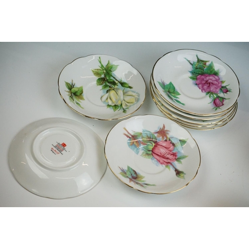 75 - Paragon ' Six World Famous Roses ' tea and coffee ware to include coffee pot & cover, 6 teacups, 8 s... 