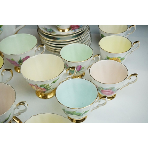 75 - Paragon ' Six World Famous Roses ' tea and coffee ware to include coffee pot & cover, 6 teacups, 8 s... 