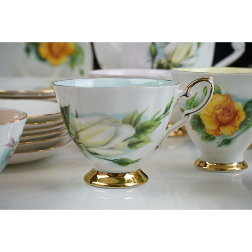 75 - Paragon ' Six World Famous Roses ' tea and coffee ware to include coffee pot & cover, 6 teacups, 8 s... 