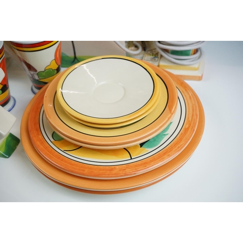 30 - Collection of Past Times Art Deco style ceramics, hand painted in the manner of Clarice Cliff, 20 pi... 