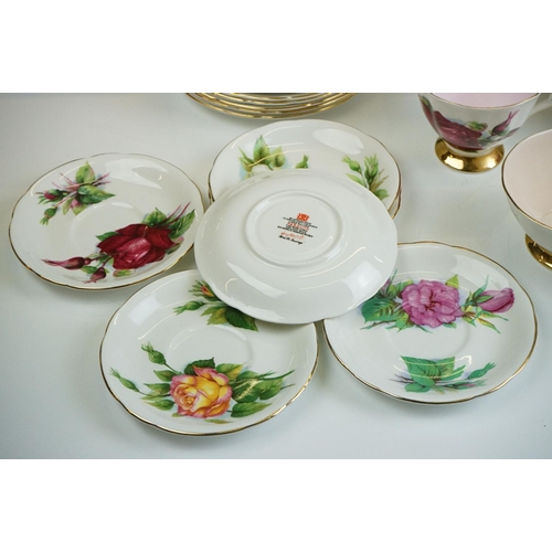 75 - Paragon ' Six World Famous Roses ' tea and coffee ware to include coffee pot & cover, 6 teacups, 8 s... 