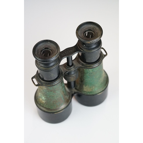 255 - World War One military field binoculars by Heath & Co, the cross section marked Hezzanith, marked Mk... 