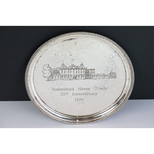 257 - Badminton Horse Trials 25th Anniversary silver plated tray made by Garrard & Co London