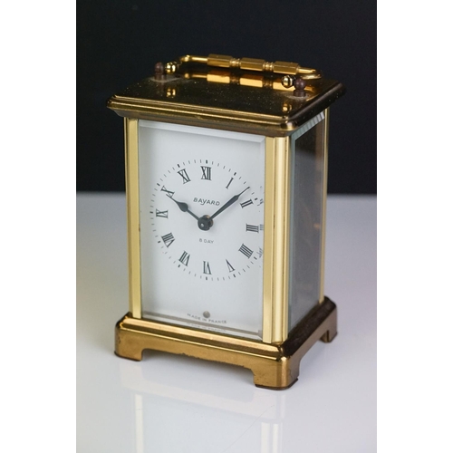 258 - A French Bayard 8 Day brass cased carriage clock.