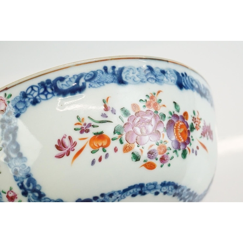 35 - 18th Century Chinese Famille Rose circular footed bowl, decorated with floral sprays, with underglaz... 