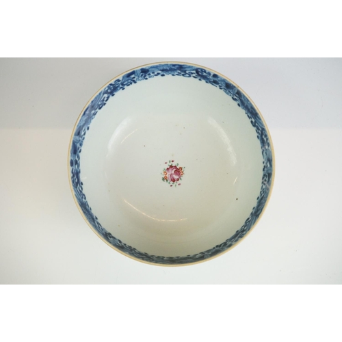 35 - 18th Century Chinese Famille Rose circular footed bowl, decorated with floral sprays, with underglaz... 