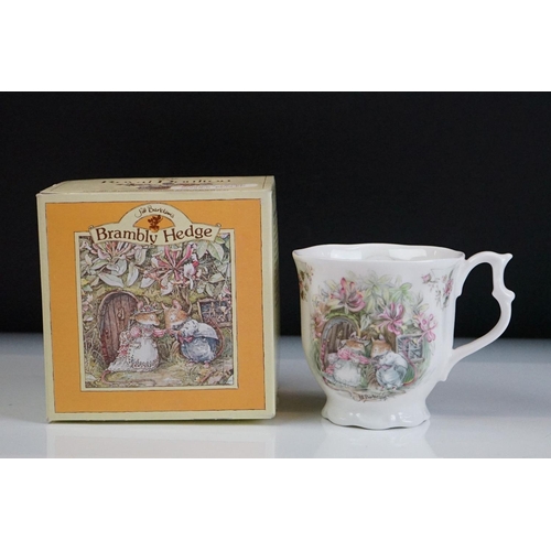 36 - Royal Doulton ' Brambly Hedge ' tea ware to include 3 x boxed mugs / beakers (Winter, Spring & Summe... 