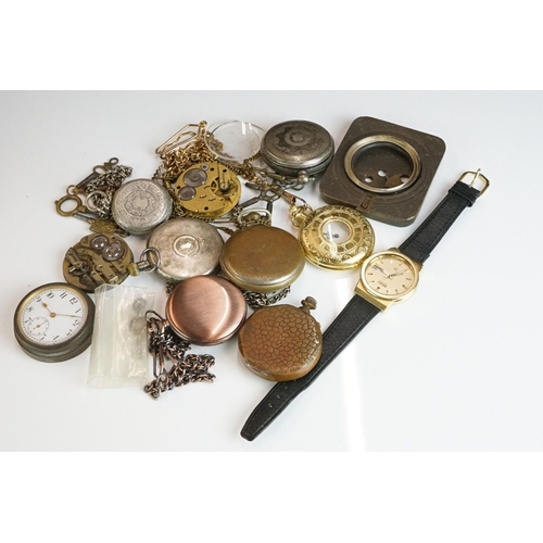 328 - Vintage pocket watches to include silver cased, gents Seiko watch, pocket watch key etc