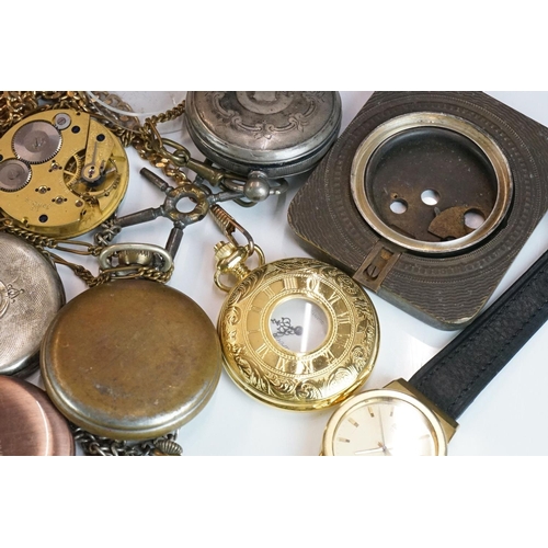 328 - Vintage pocket watches to include silver cased, gents Seiko watch, pocket watch key etc