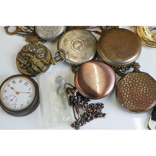 328 - Vintage pocket watches to include silver cased, gents Seiko watch, pocket watch key etc