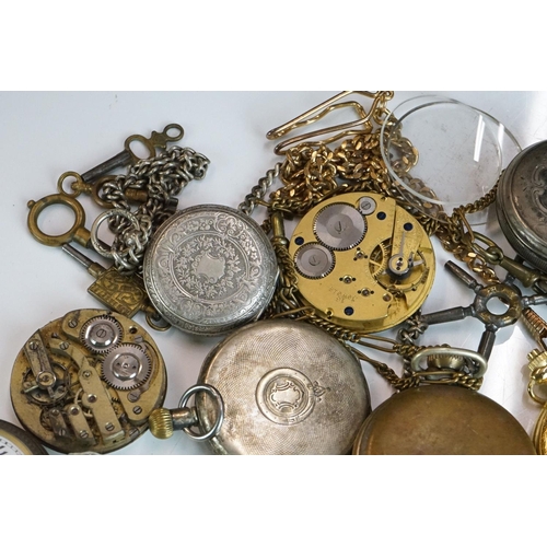 328 - Vintage pocket watches to include silver cased, gents Seiko watch, pocket watch key etc