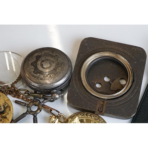 328 - Vintage pocket watches to include silver cased, gents Seiko watch, pocket watch key etc