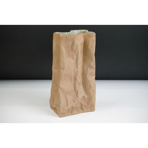 39 - Rosenthal ' Paper Bag ' vase, realistically modelled (makers mark to base, 23cm high), together with... 