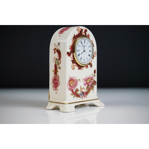 41 - Masons Ironstone ' Mandalay ' pattern mantel clock together with a pair of Masons ' Brown Velvet ' s... 