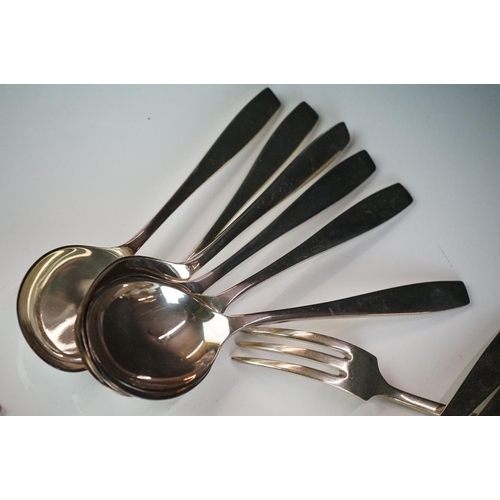 290 - A collection of mainly silver plated cutlery / flatware to include some with hallmarked silver handl... 