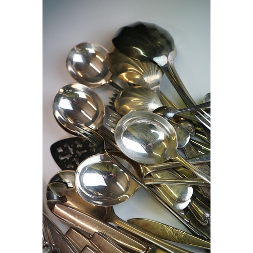 290 - A collection of mainly silver plated cutlery / flatware to include some with hallmarked silver handl... 