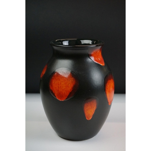 44 - Poole Pottery - Galaxy pattern ovoid vase, 20.5cm high, together with a Volcano ' Living Glaze ' vas... 