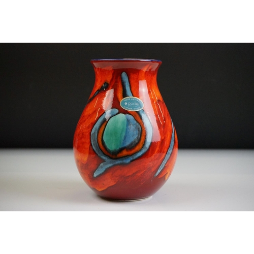 44 - Poole Pottery - Galaxy pattern ovoid vase, 20.5cm high, together with a Volcano ' Living Glaze ' vas... 