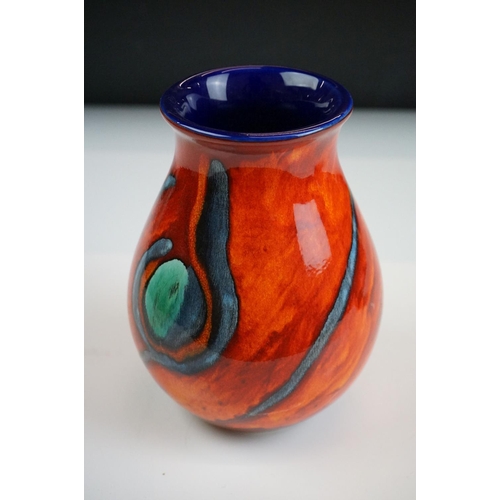 44 - Poole Pottery - Galaxy pattern ovoid vase, 20.5cm high, together with a Volcano ' Living Glaze ' vas... 