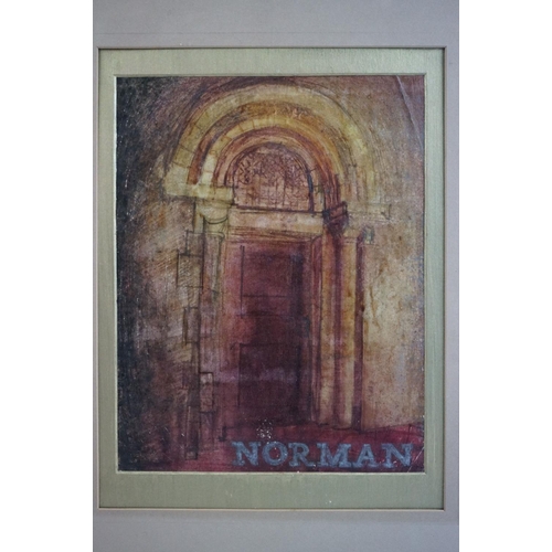 469 - Early 20th century, an interesting pencil and oil architectural study of a doorway, inscribed ' Norm... 