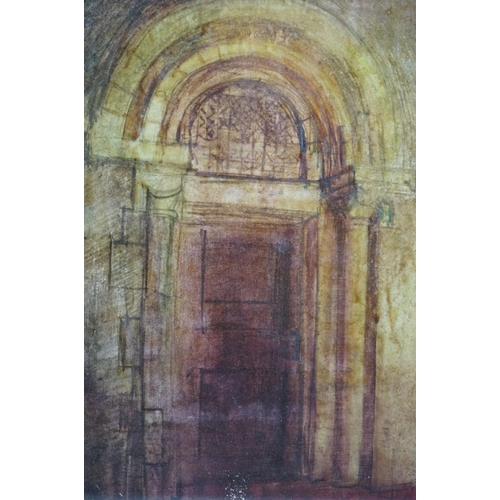 469 - Early 20th century, an interesting pencil and oil architectural study of a doorway, inscribed ' Norm... 