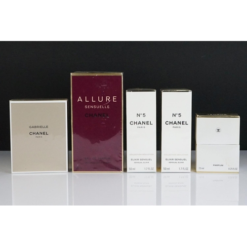 310 - A collection of Chanel Paris to include Chanel No.5 Elixir Sensuel (x2), Chanel Allure Sensuelle Eau... 