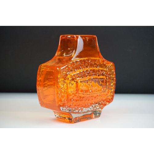 47 - Whitefriars Textured Glass Concentric ' TV ' Pattern Vase, pattern no. 9677, in the Tangerine colour... 