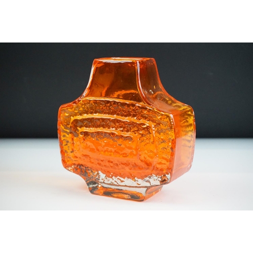 47 - Whitefriars Textured Glass Concentric ' TV ' Pattern Vase, pattern no. 9677, in the Tangerine colour... 