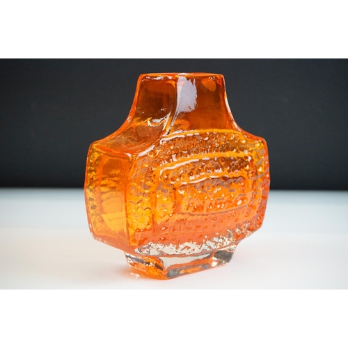 47 - Whitefriars Textured Glass Concentric ' TV ' Pattern Vase, pattern no. 9677, in the Tangerine colour... 