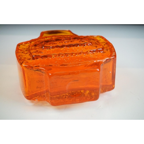 47 - Whitefriars Textured Glass Concentric ' TV ' Pattern Vase, pattern no. 9677, in the Tangerine colour... 