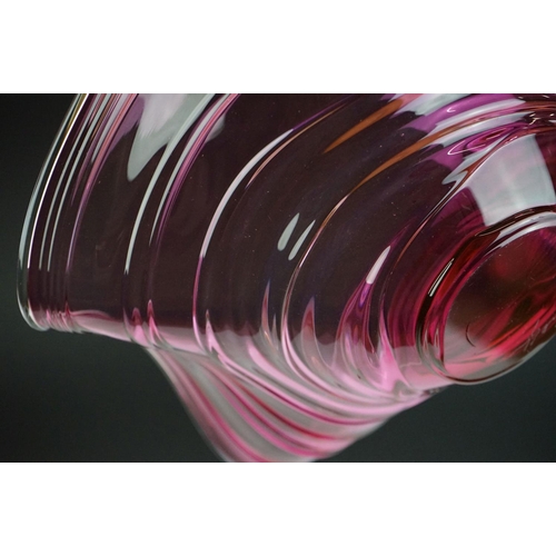 49 - Bob Crooks for First Glass - Pink studio ' Bound Contour ' glass bowl of undulating lobed form, with... 